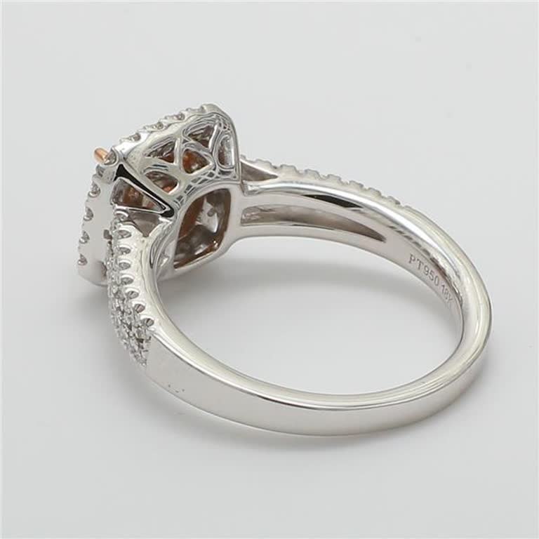 GIA Certified Natural Pink Cushion and White Diamond .88 Carat TW Platinum Ring