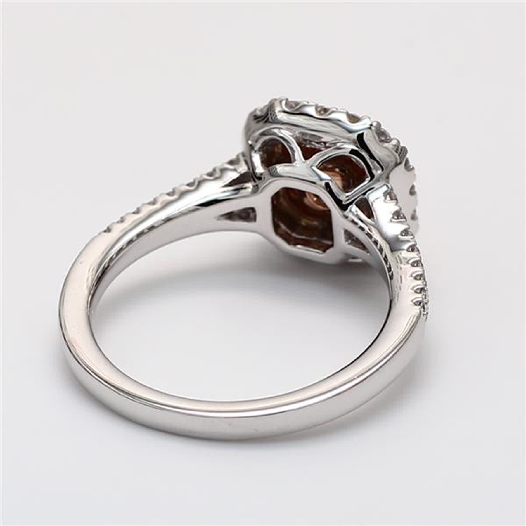 GIA Certified Natural Pink Cushion and White Diamond 1.01 Carat TW Plat Ring