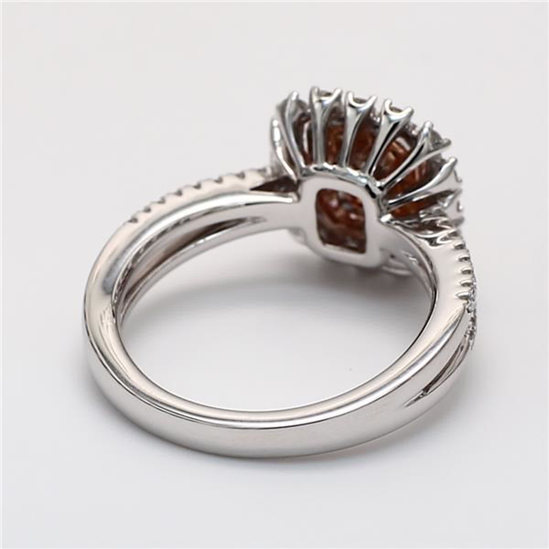 GIA Certified Natural Pink Radiant and White Diamond .92 Carat TW Plat Ring