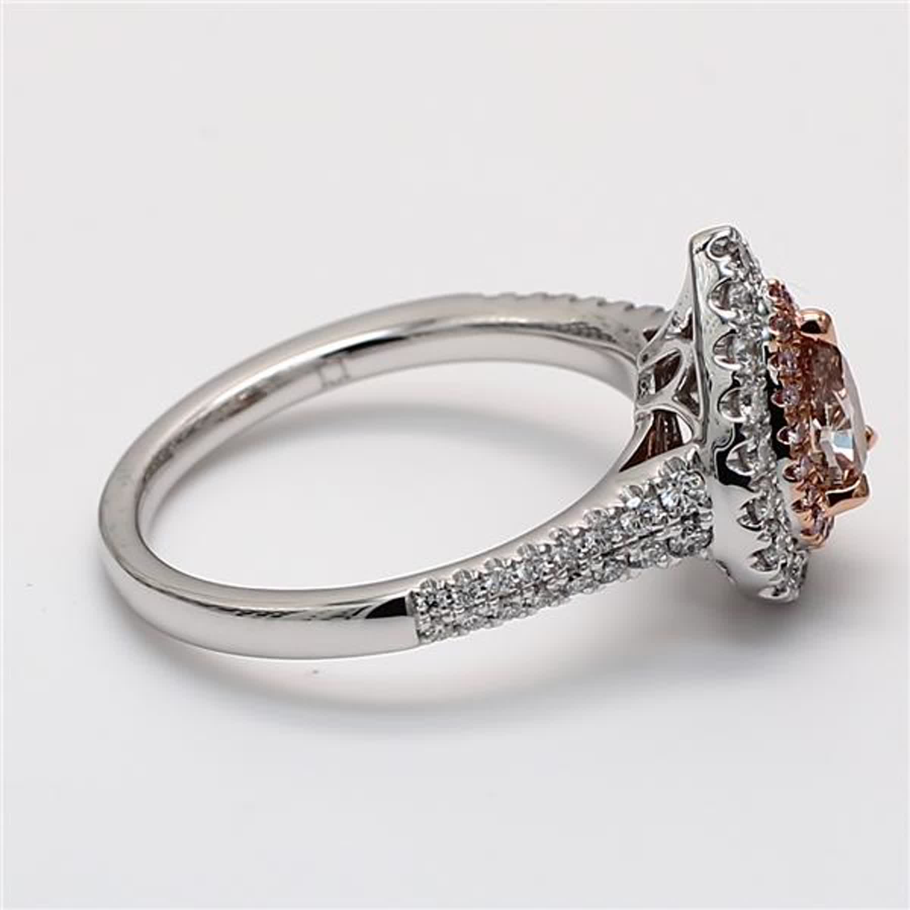 GIA Certified Natural Brown Pear and Pink Diamond .98 Carat TW Platinum Ring