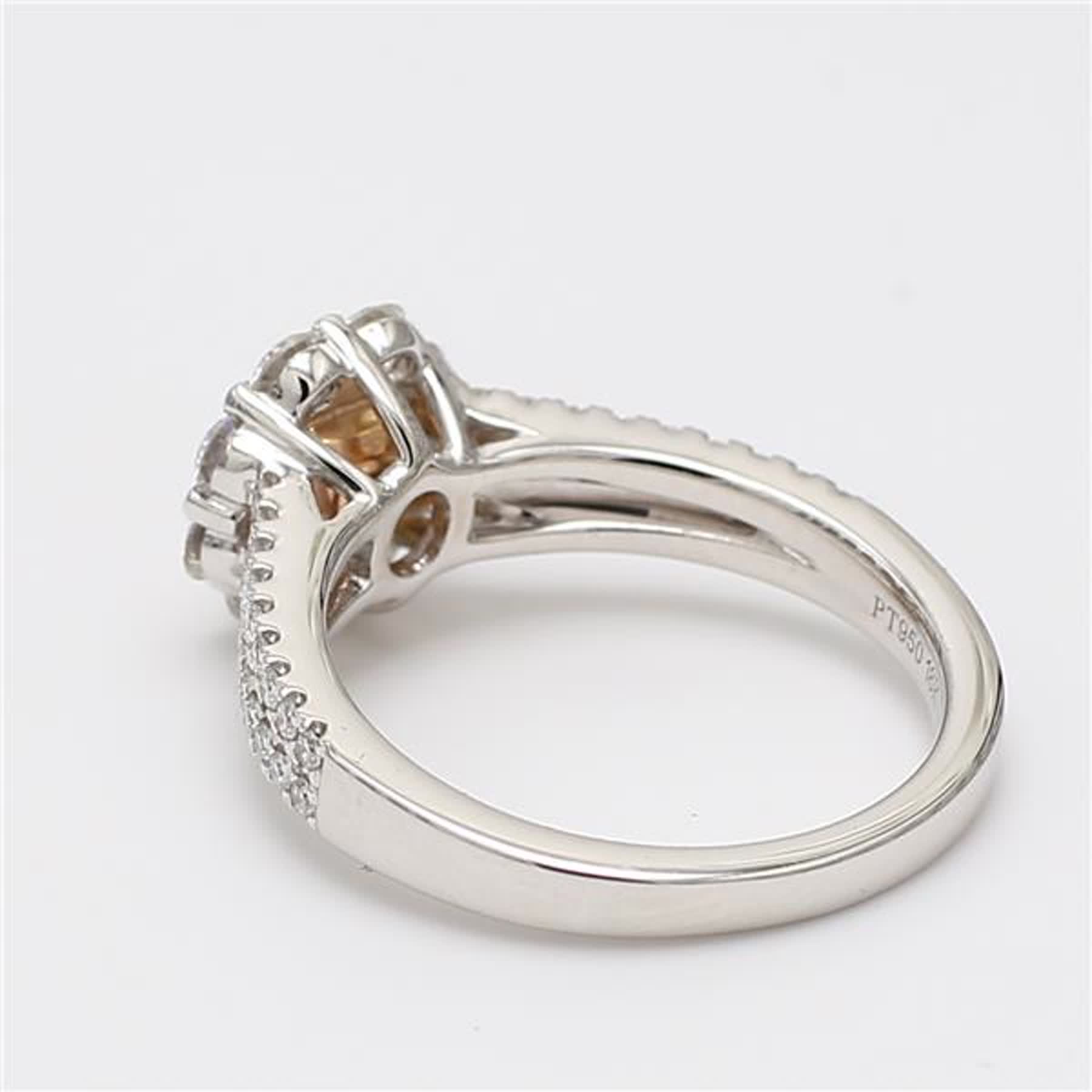 GIA Certified Natural Pink Radiant and White Diamond 1.21 Carat TW Plat Ring
