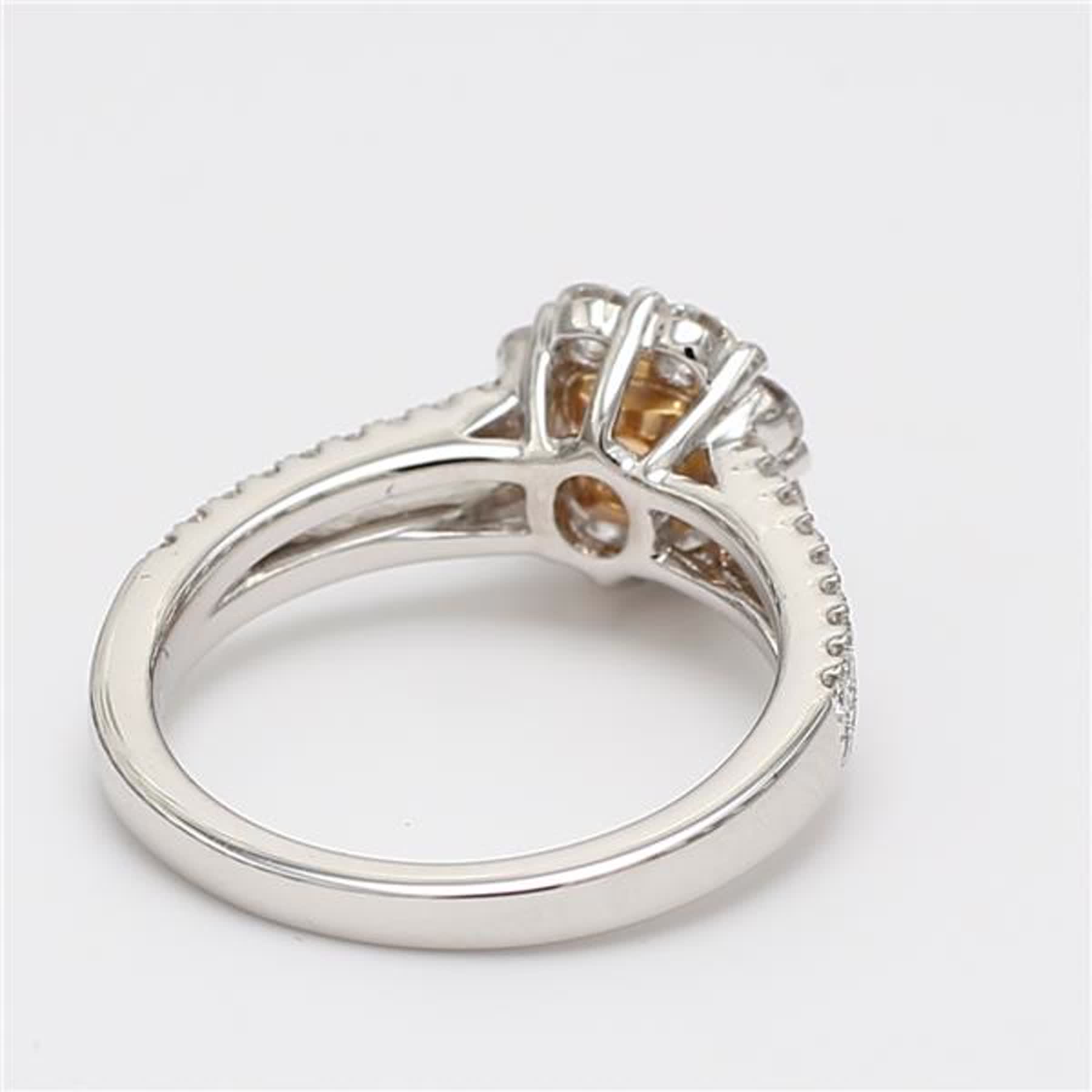 GIA Certified Natural Pink Radiant and White Diamond 1.21 Carat TW Plat Ring