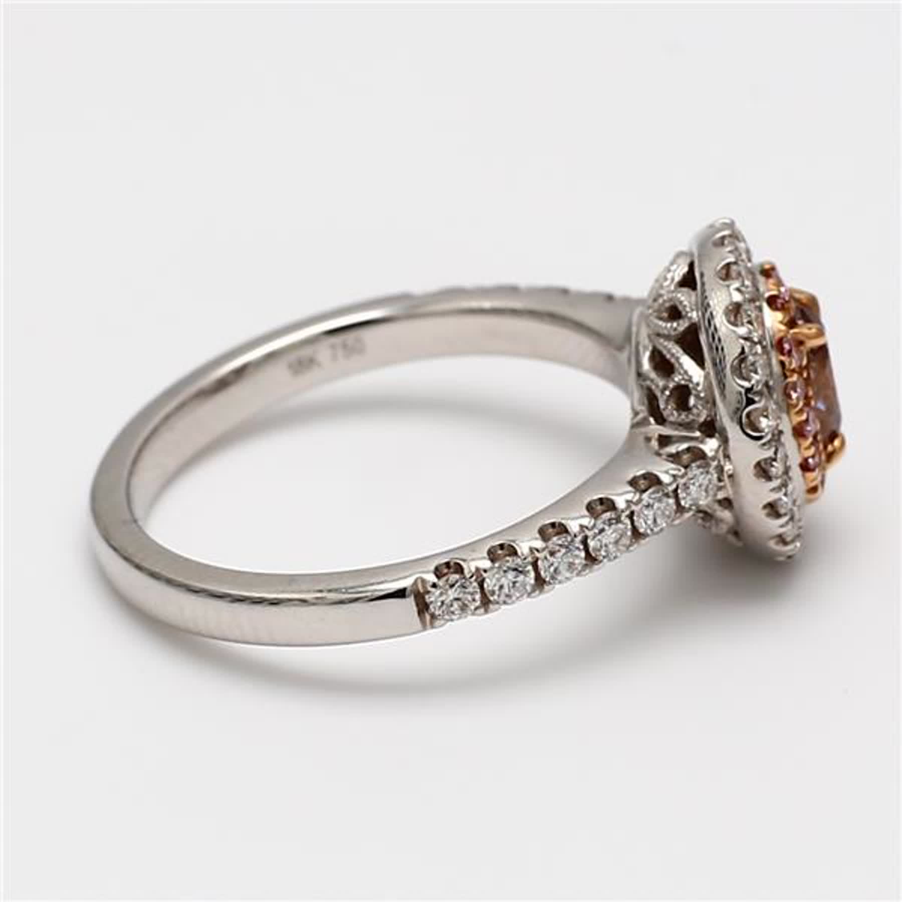 GIA Certified Natural Pink Oval and White Diamond 1.14 Carat TW Rose Gold Ring