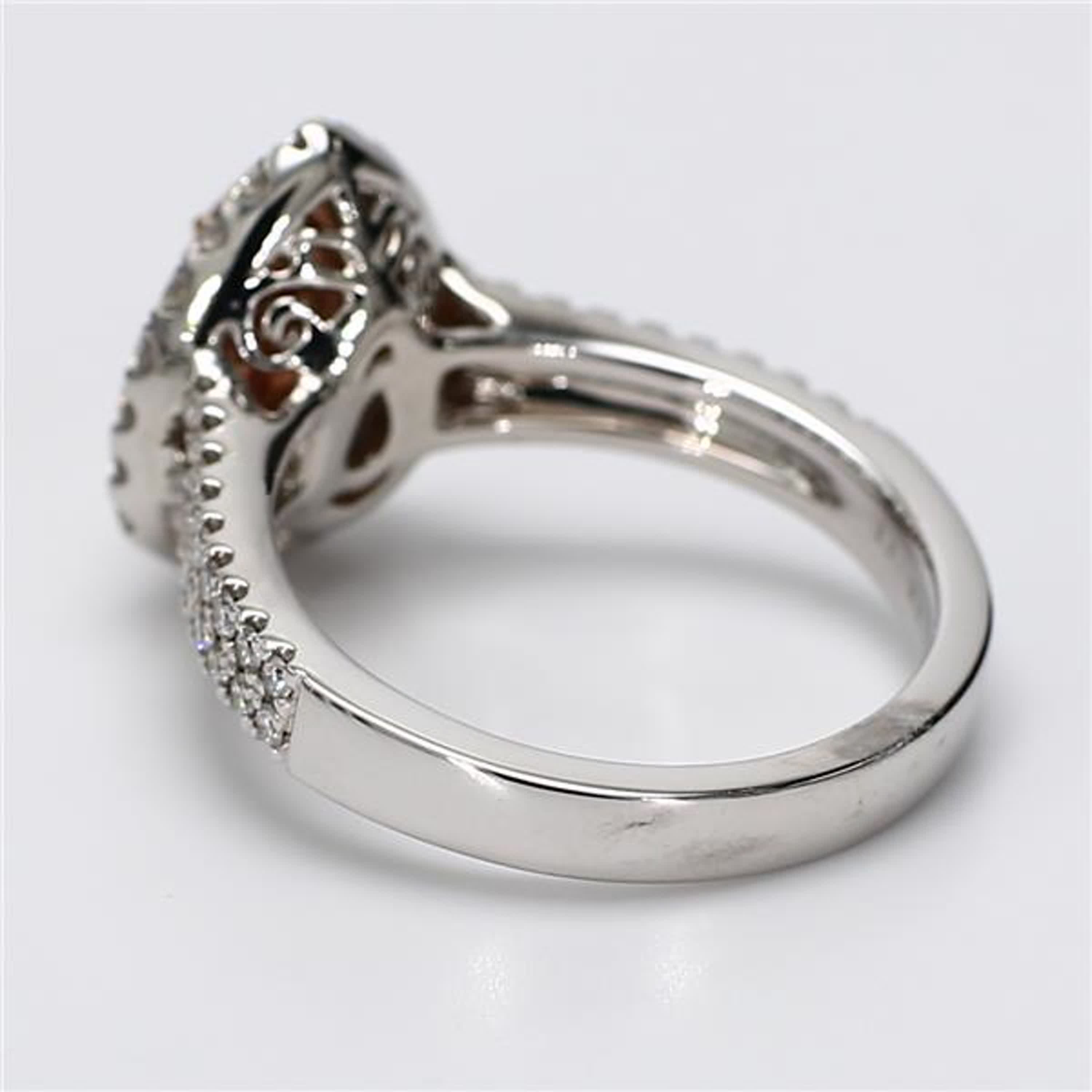 GIA Certified Natural Pink Pear and White Diamond 1.12 Carat TW Gold Ring