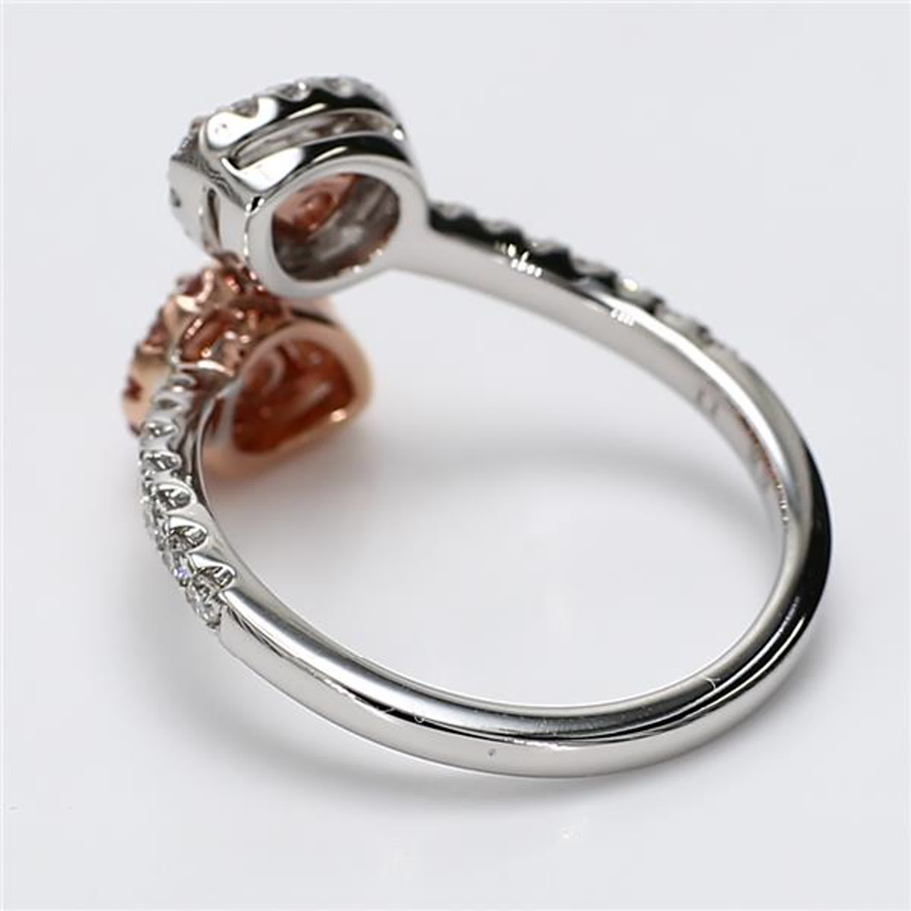 GIA Certified Natural Pink Pear and White Diamond 1.12 Carat TW Rose Gold Ring