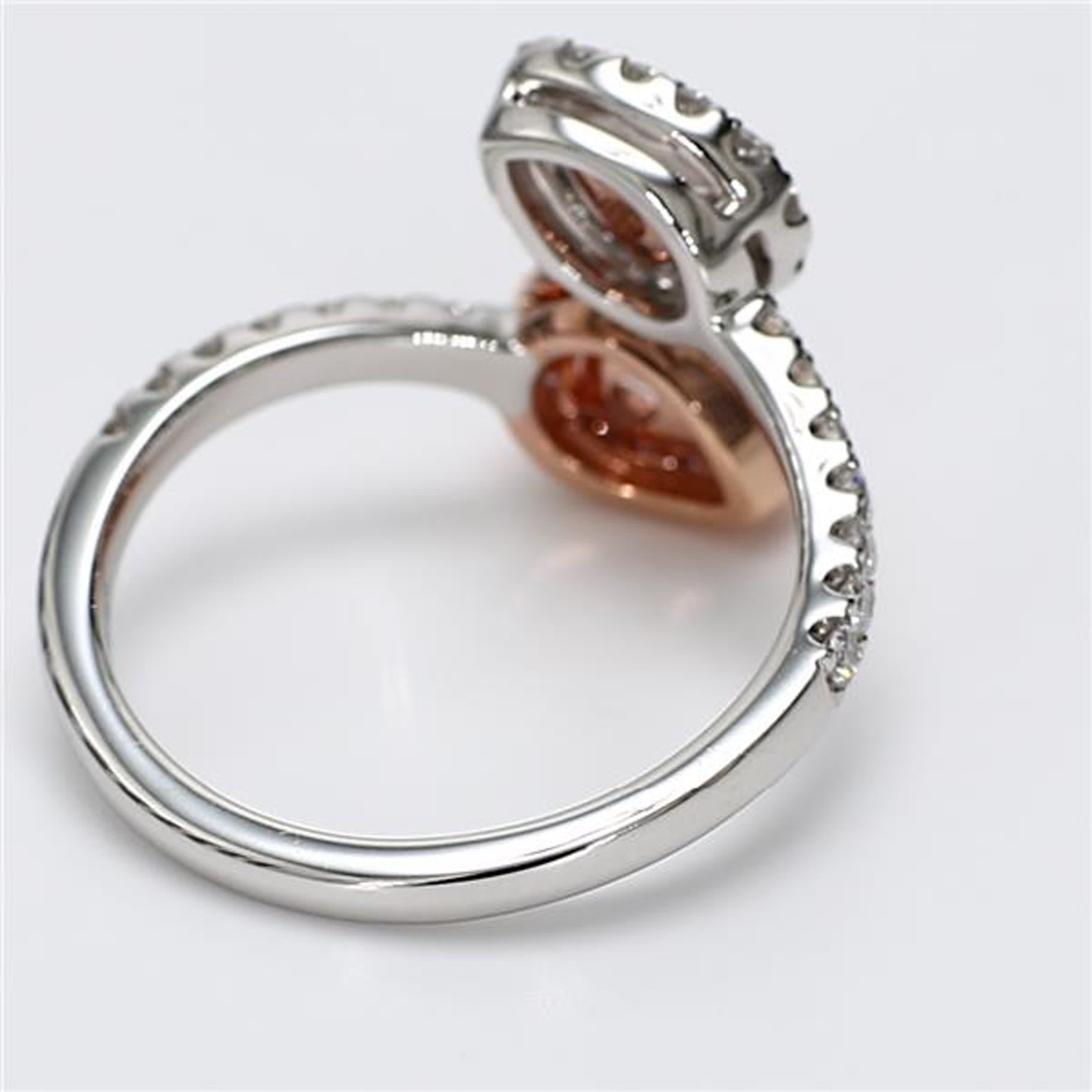 GIA Certified Natural Pink Pear and White Diamond 1.12 Carat TW Rose Gold Ring