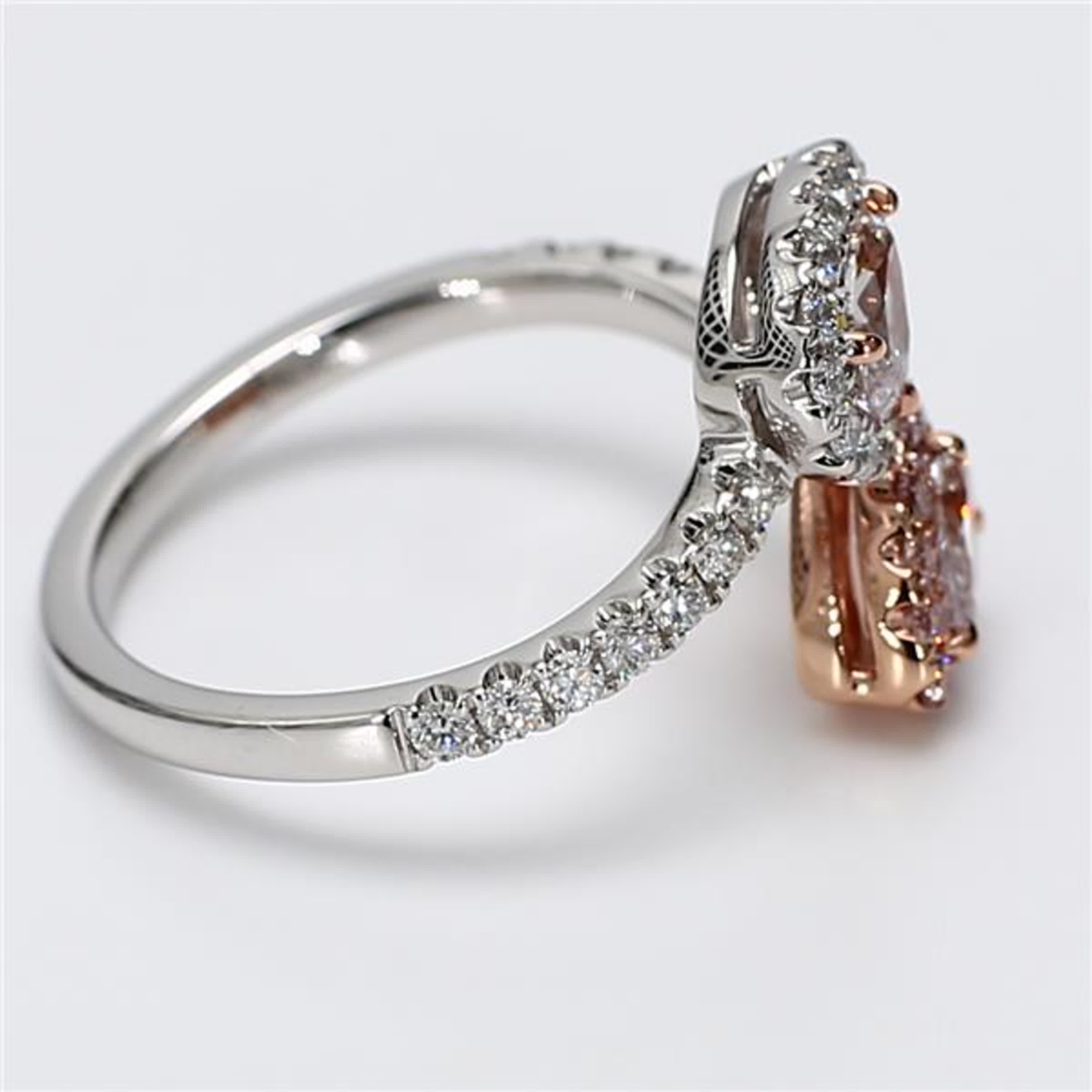 GIA Certified Natural Pink Pear and White Diamond 1.12 Carat TW Rose Gold Ring
