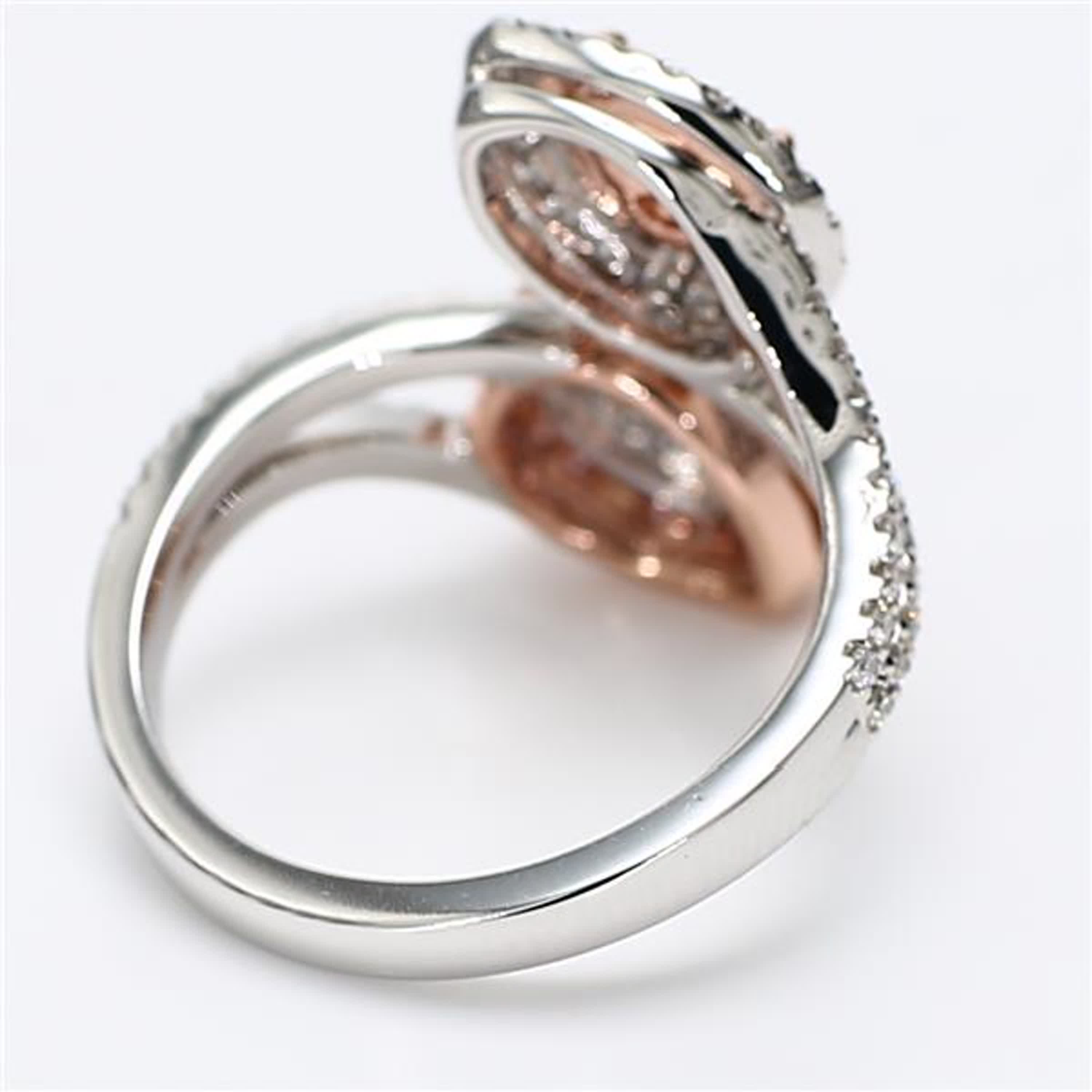 GIA Certified Natural Pink Pear and White Diamond 1.09 Carat TW Rose Gold Ring