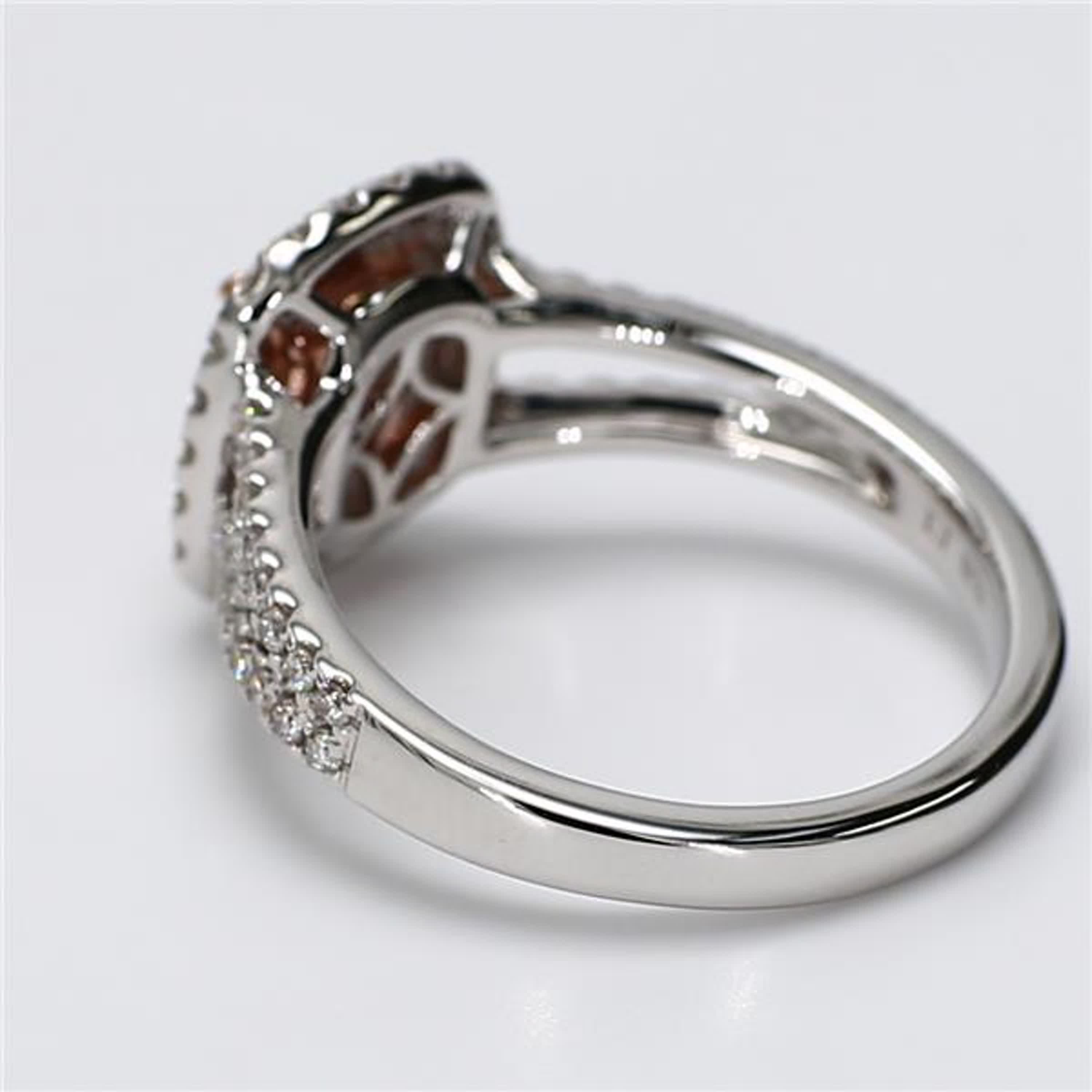 GIA Certified Natural Pink Cushion and White Diamond 1.17 Carat TW Gold Ring