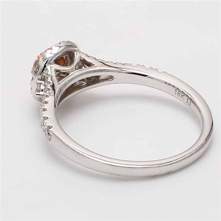 Natural Pink Round and White Diamond .36 Carat TW Rose Gold Cluster Ring