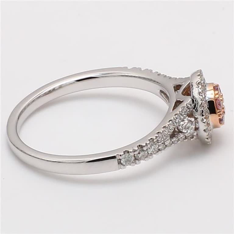 Natural Pink Round and White Diamond .36 Carat TW Rose Gold Cluster Ring