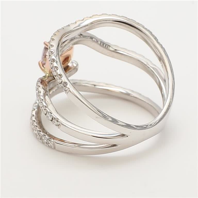 GIA Certified Natural Pink Cushion and White Diamond 1.28 Carat TW Gold Ring