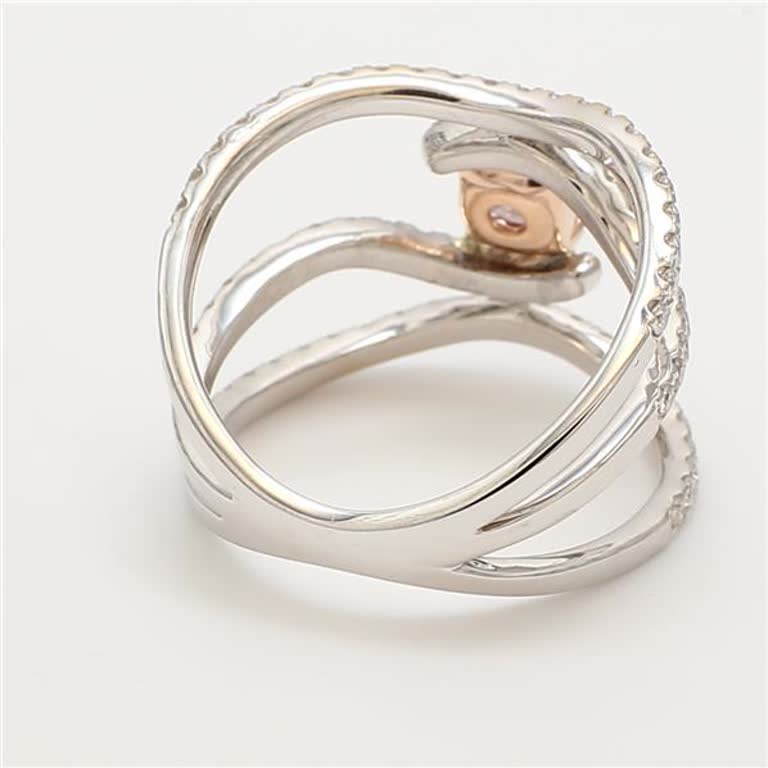 GIA Certified Natural Pink Cushion and White Diamond 1.28 Carat TW Gold Ring