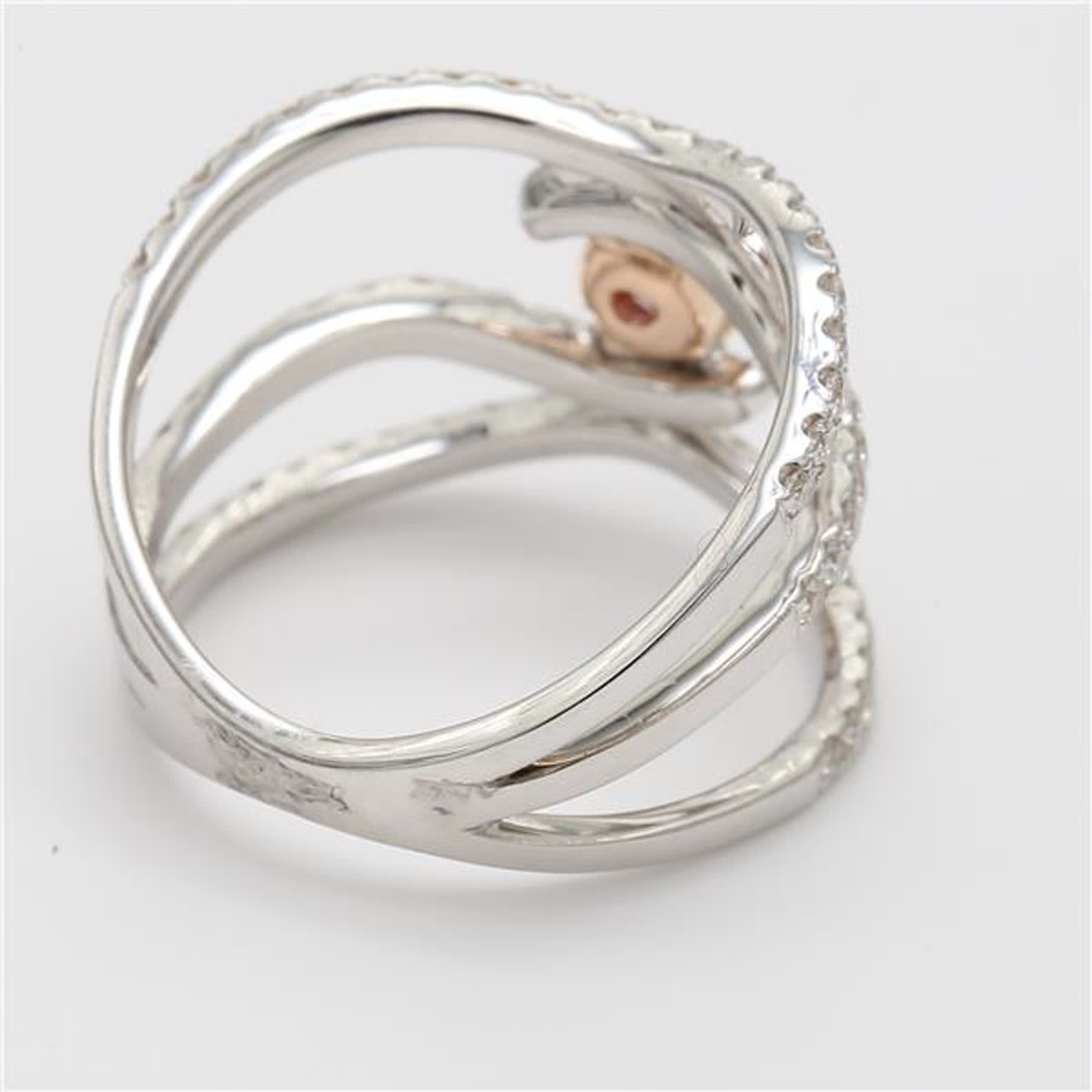 GIA Certified Natural Pink Oval and White Diamond 1.08 Carat TW Rose Gold Ring