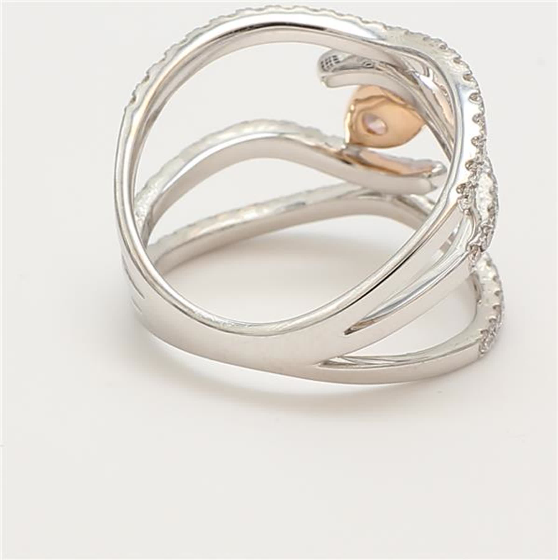 GIA Certified Natural Pink Pear and White Diamond 1.23 Carat TW Rose Gold Ring
