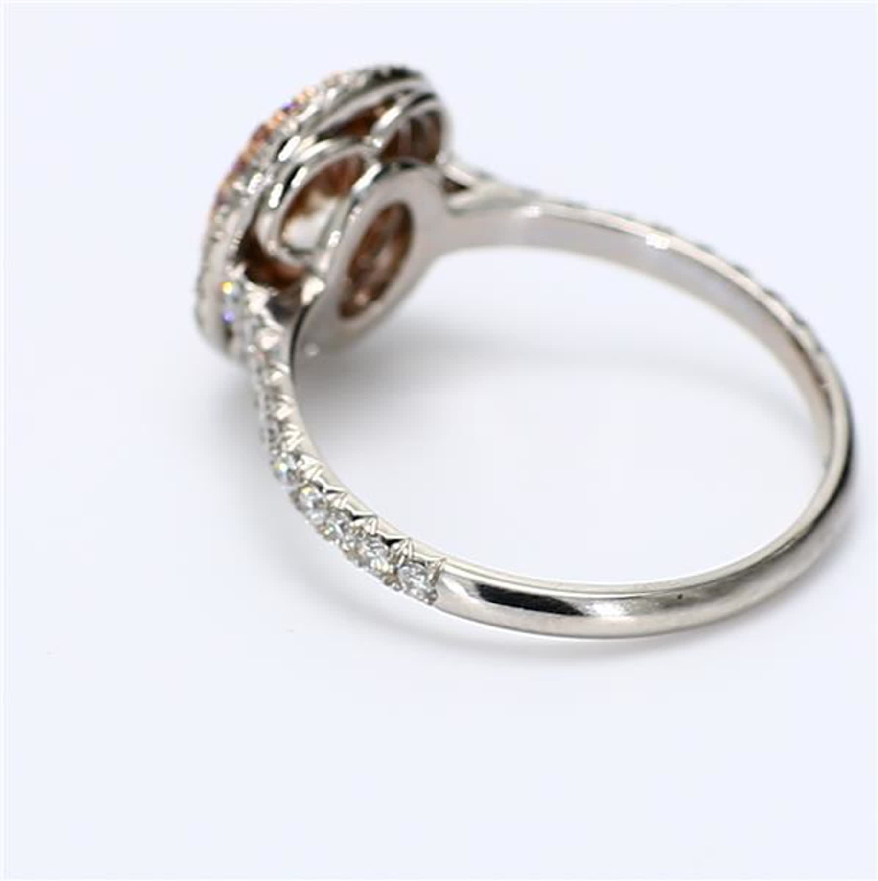 GIA Certified Natural Pink Oval and White Diamond 1.66 Carat TW White Gold Ring