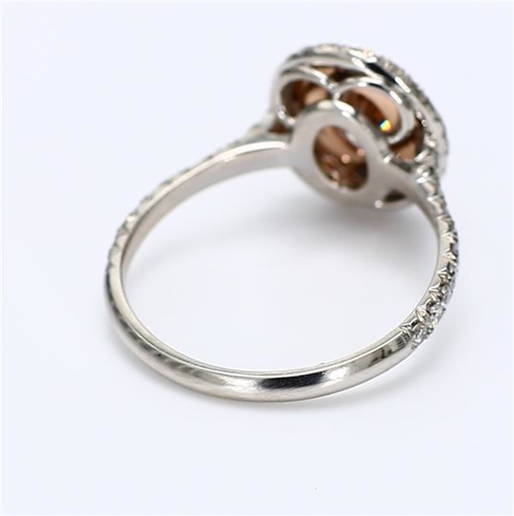 GIA Certified Natural Pink Oval and White Diamond 1.66 Carat TW White Gold Ring