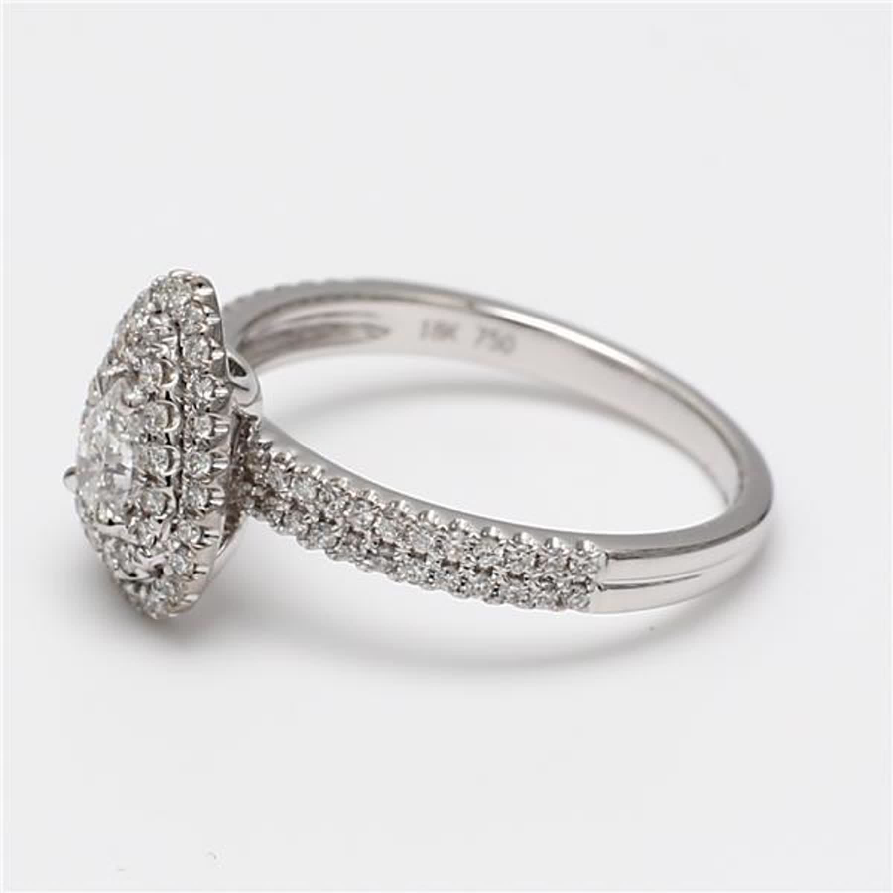 Natural White Pear Diamond .69 Carat TW White Gold Cocktail Ring