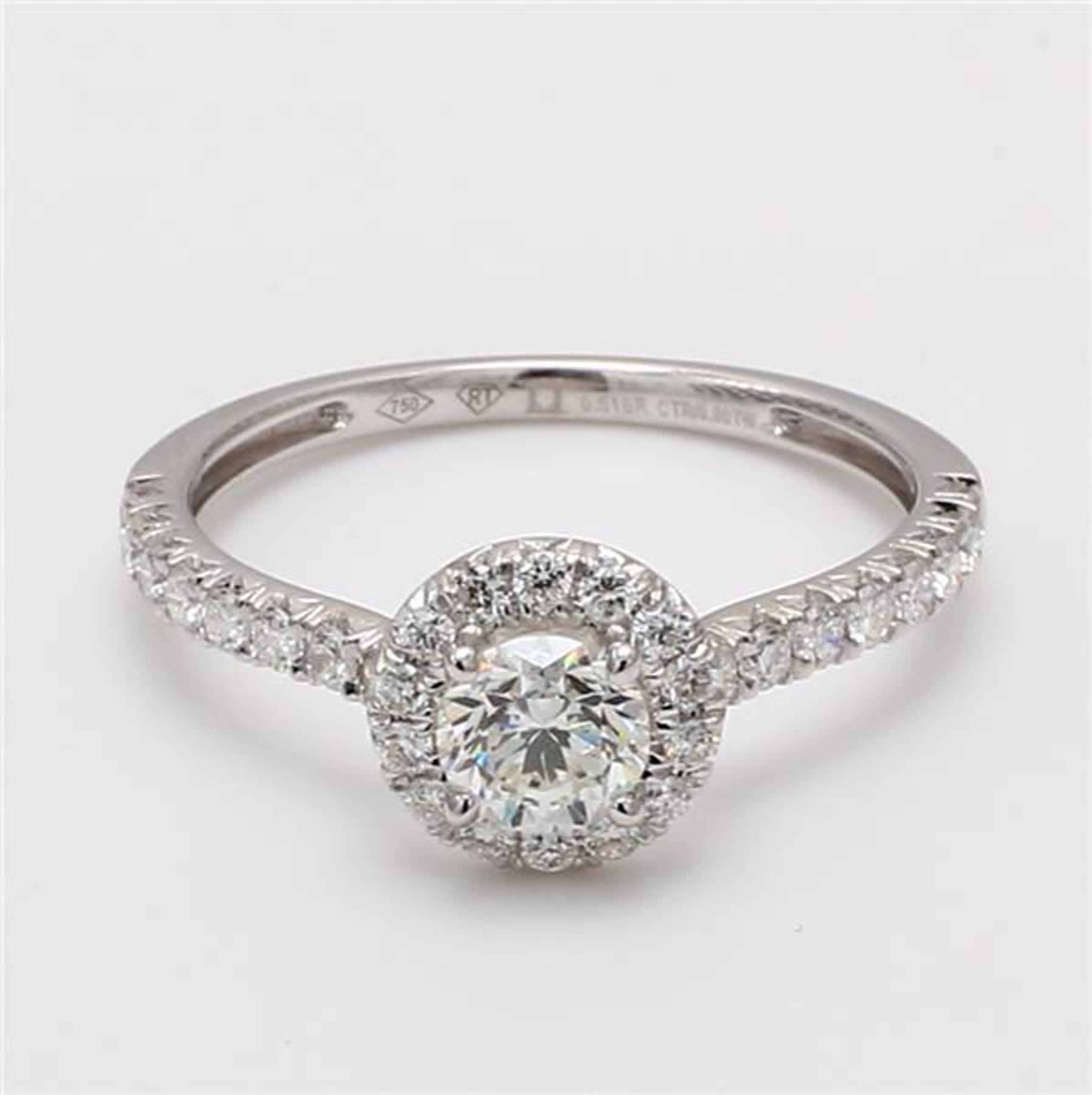 Natural White Round Diamond .90 Carat TW White Gold Cocktail Ring
