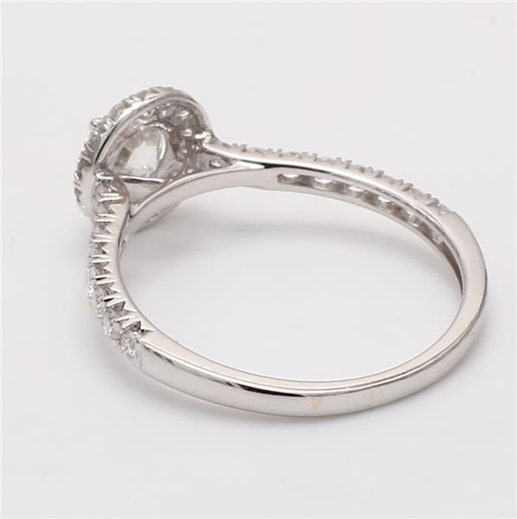 Natural White Round Diamond .90 Carat TW White Gold Cocktail Ring