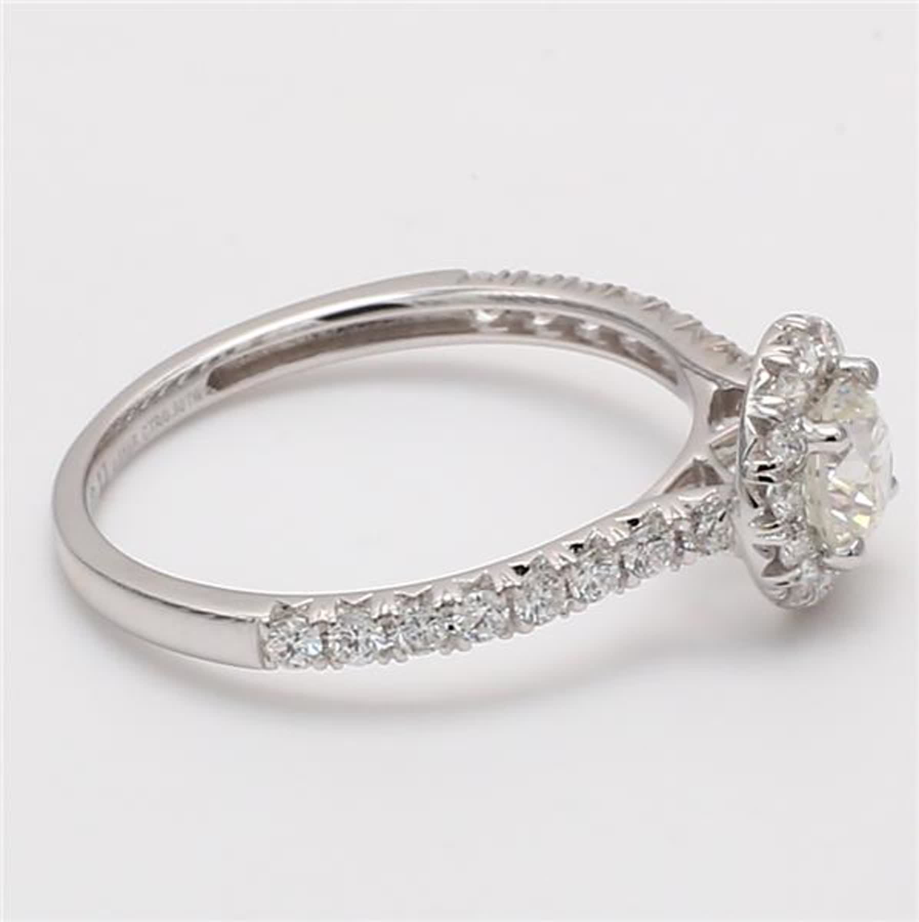 Natural White Round Diamond .90 Carat TW White Gold Cocktail Ring