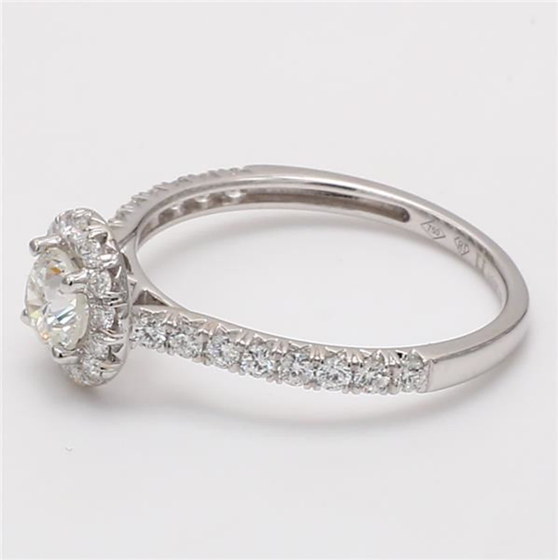 Natural White Round Diamond .90 Carat TW White Gold Cocktail Ring