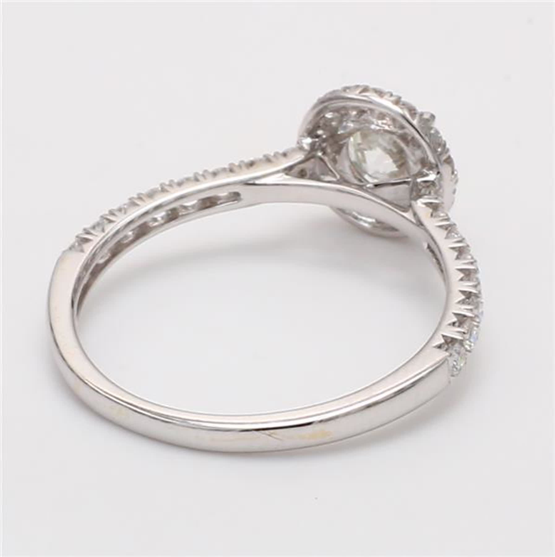 Natural White Round Diamond .90 Carat TW White Gold Cocktail Ring