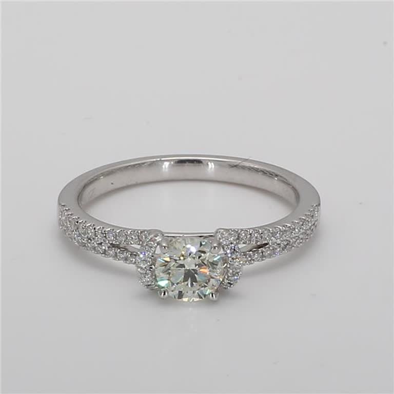 Natural White Round Diamond .71 Carat TW White Gold Cocktail Ring