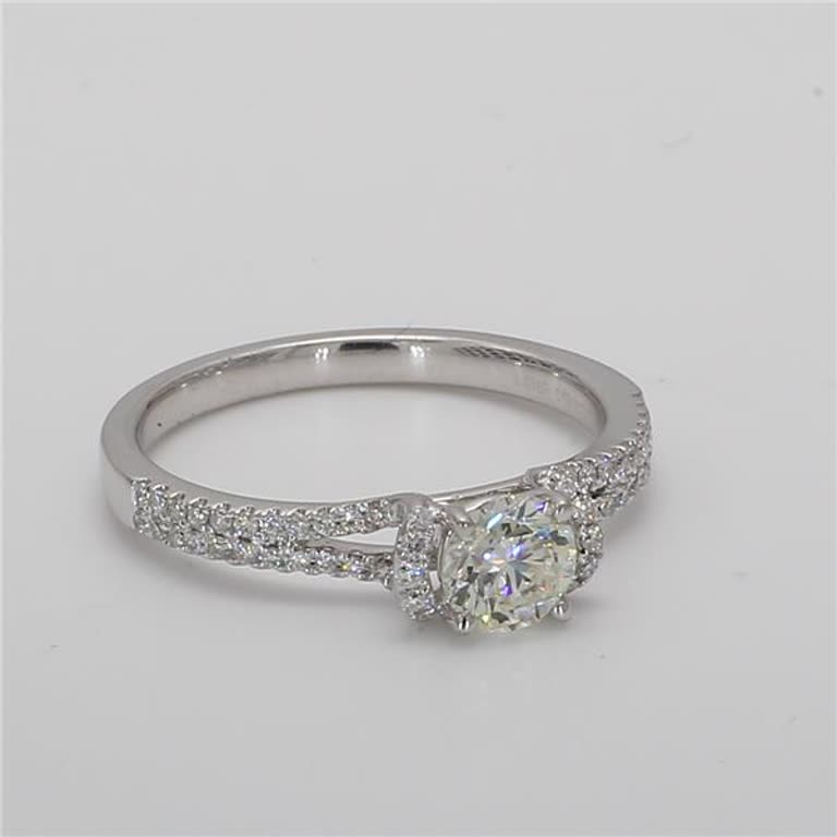 Natural White Round Diamond .71 Carat TW White Gold Cocktail Ring