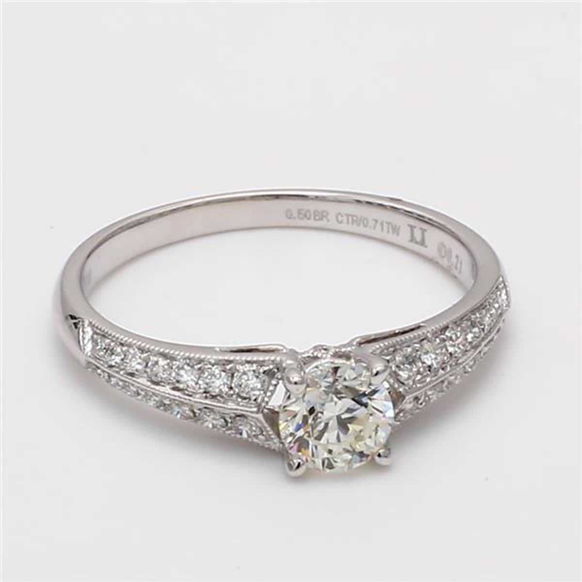 Natural White Round Diamond .71 Carat TW White Gold Cocktail Ring