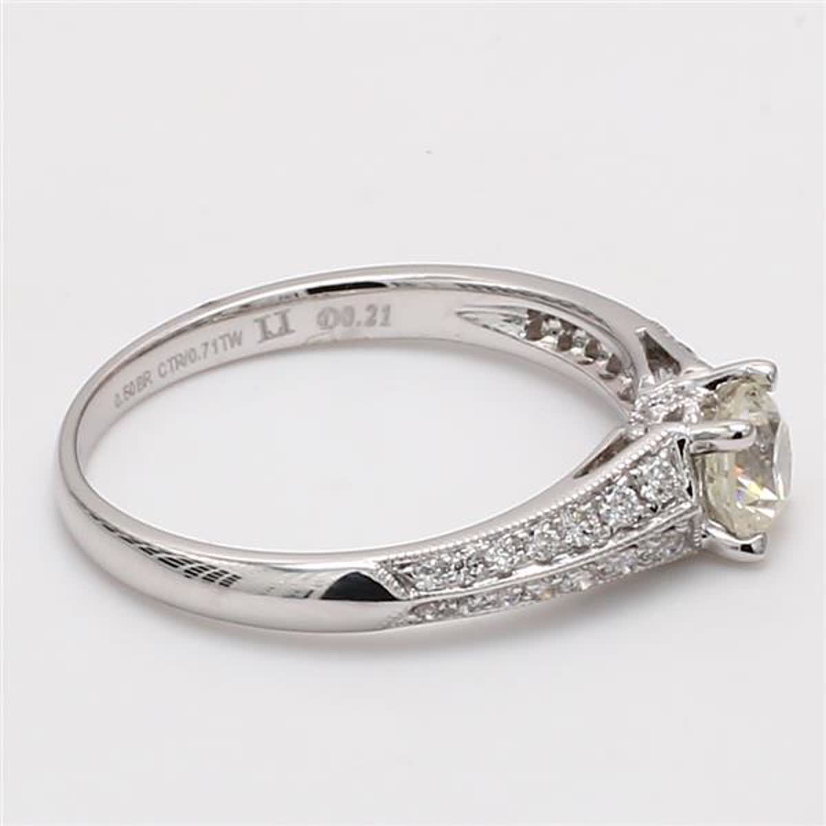 Natural White Round Diamond .71 Carat TW White Gold Cocktail Ring