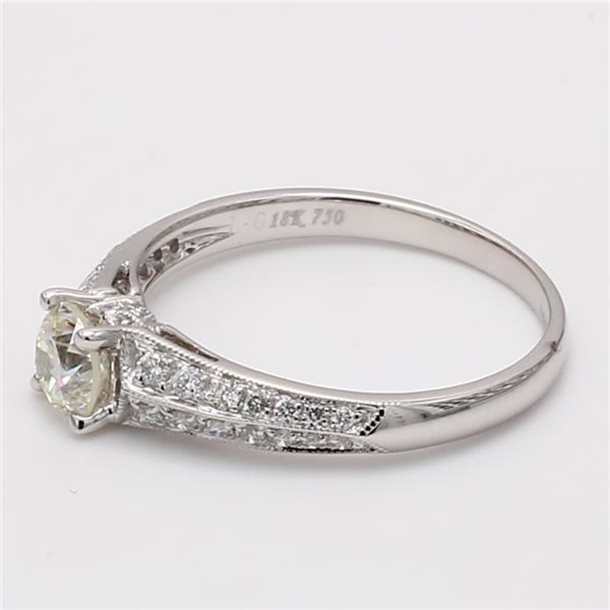 Natural White Round Diamond .71 Carat TW White Gold Cocktail Ring