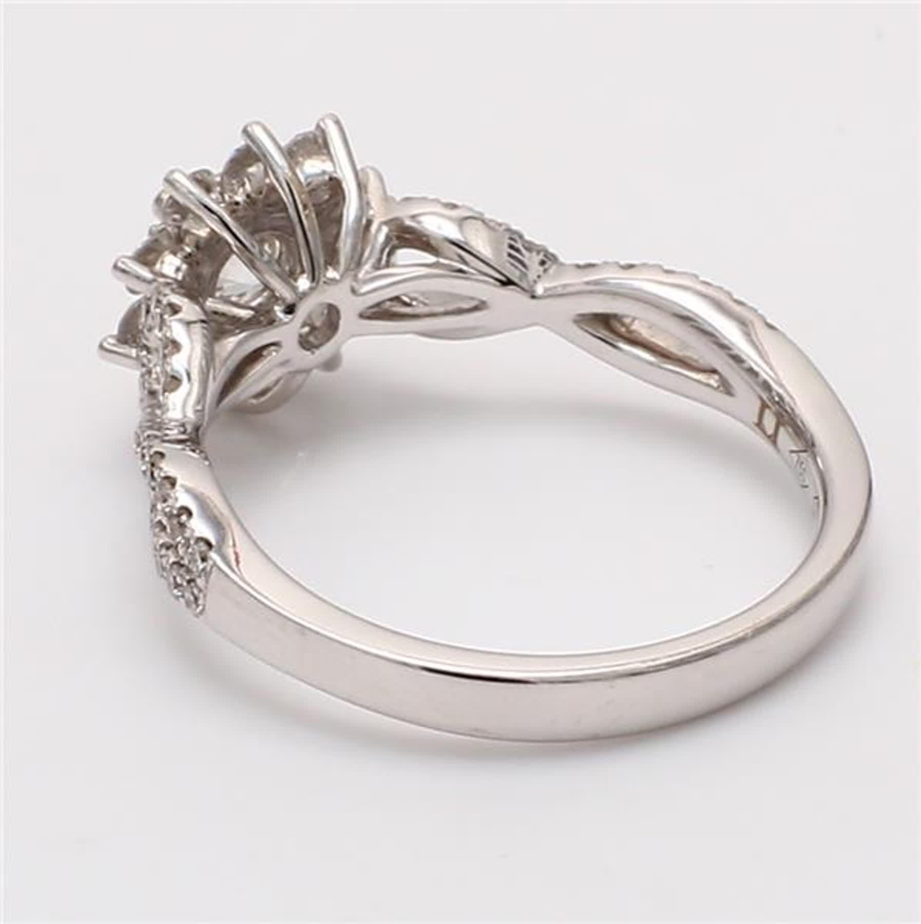 Natural White Round Diamond 1.03 Carat TW White Gold Cocktail Ring