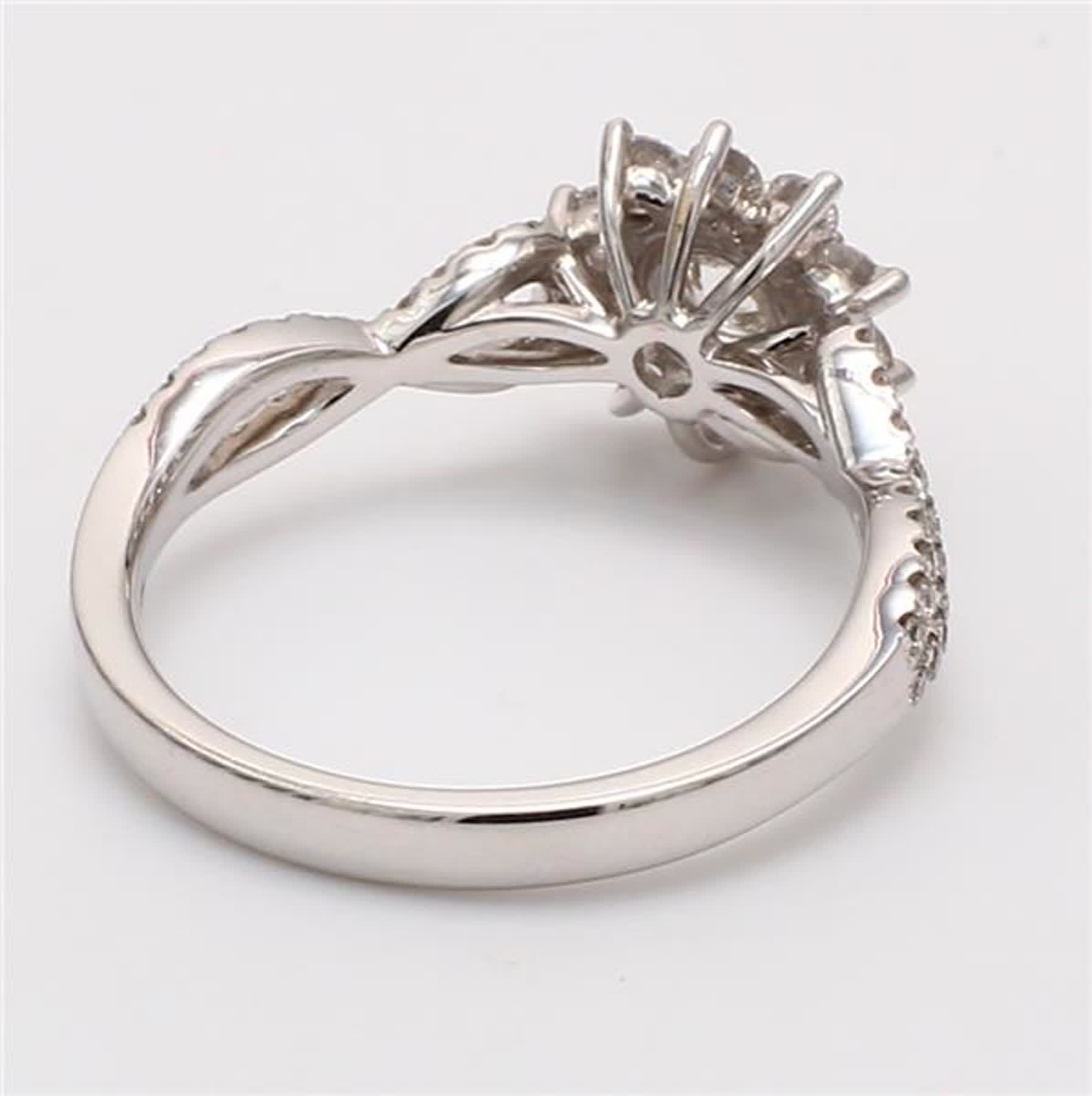 Natural White Round Diamond 1.03 Carat TW White Gold Cocktail Ring