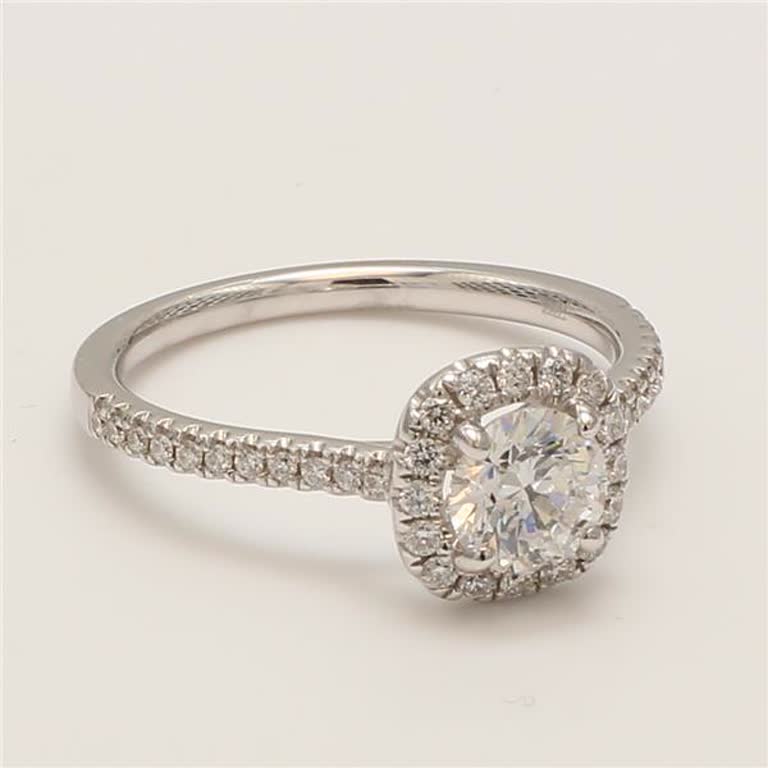 Natural White Round Diamond 1.00 Carat TW White Gold Cocktail Ring