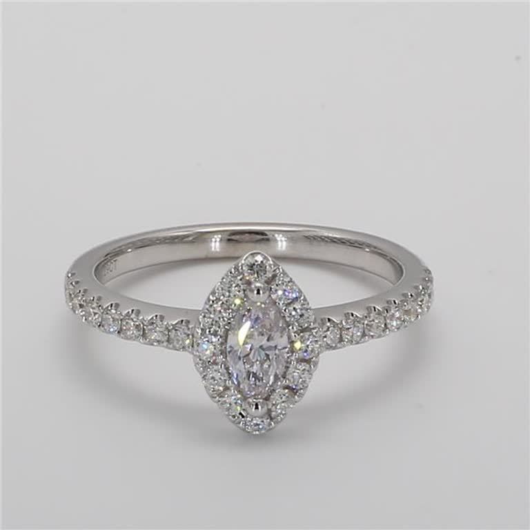 GIA Certified Natural White Marquise Diamond .69 Carat TW White Gold Ring