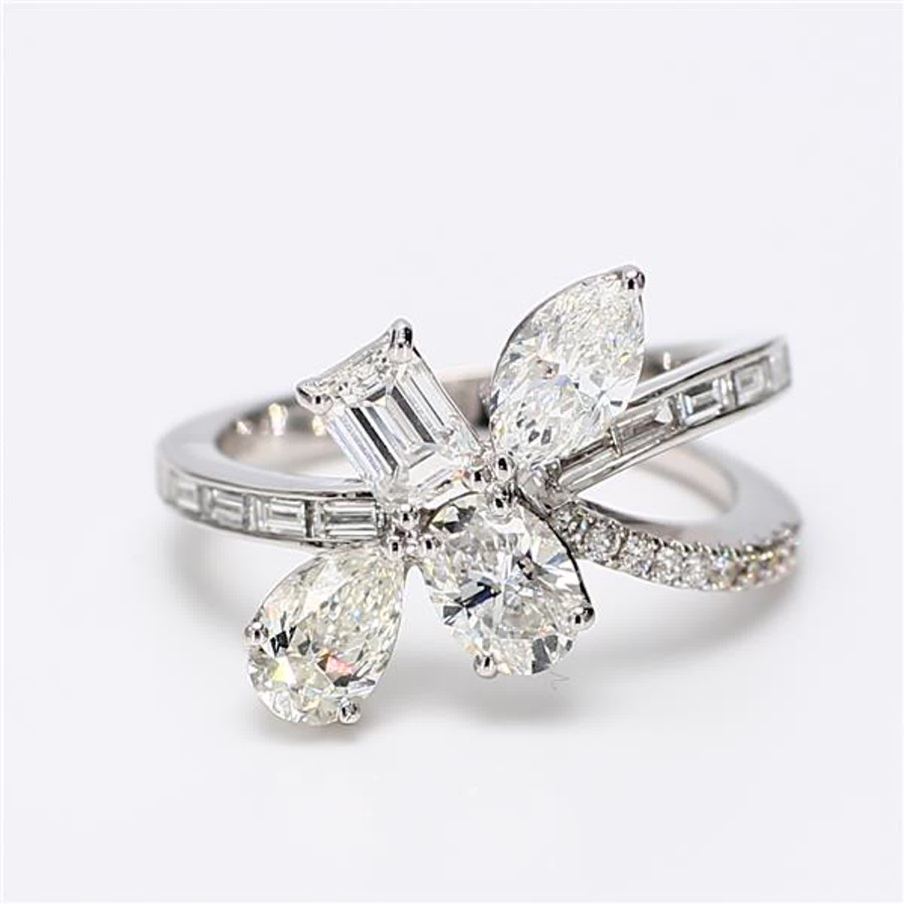Natural White Mix Diamond 2.48 Carat TW White Gold Cocktail Ring
