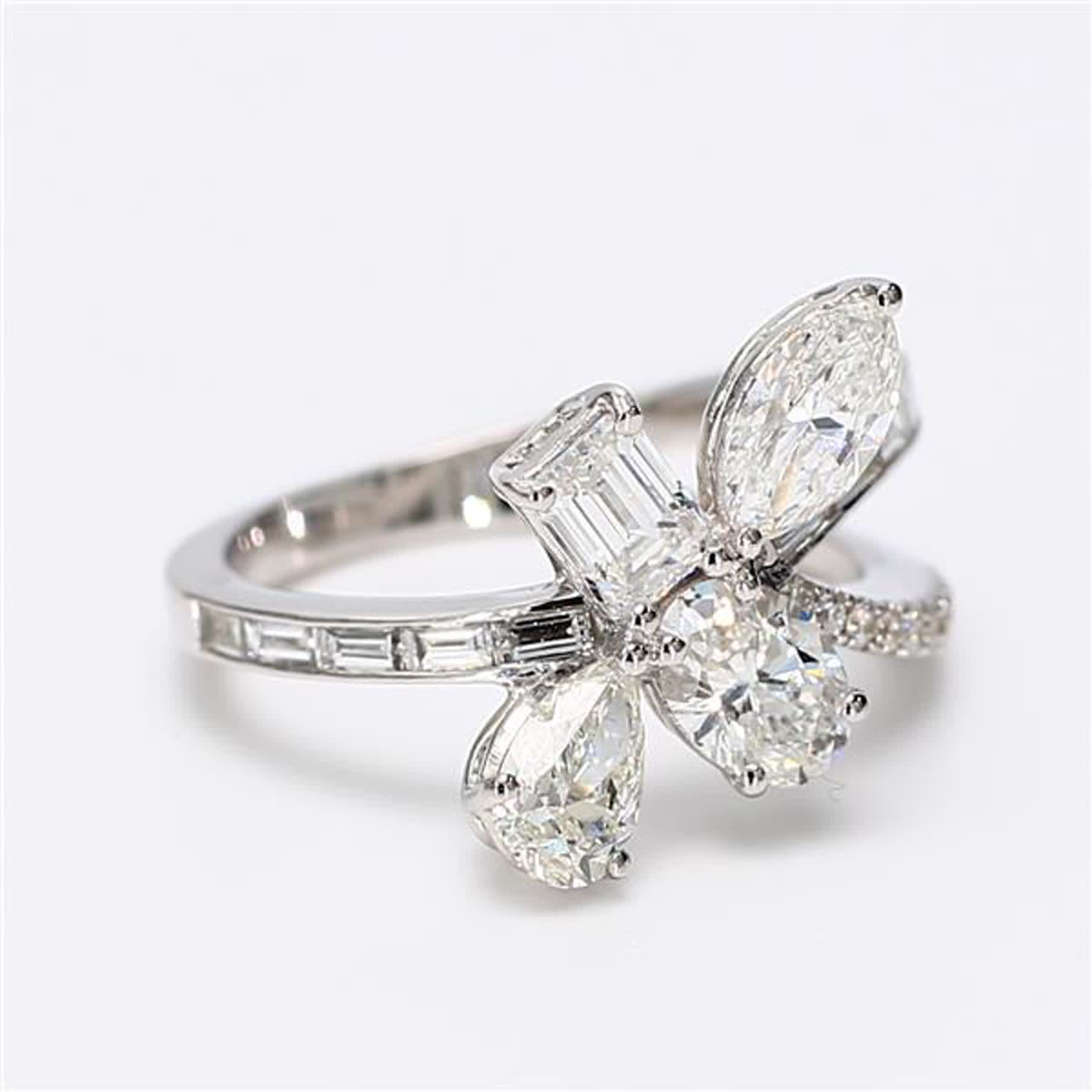 Natural White Mix Diamond 2.48 Carat TW White Gold Cocktail Ring