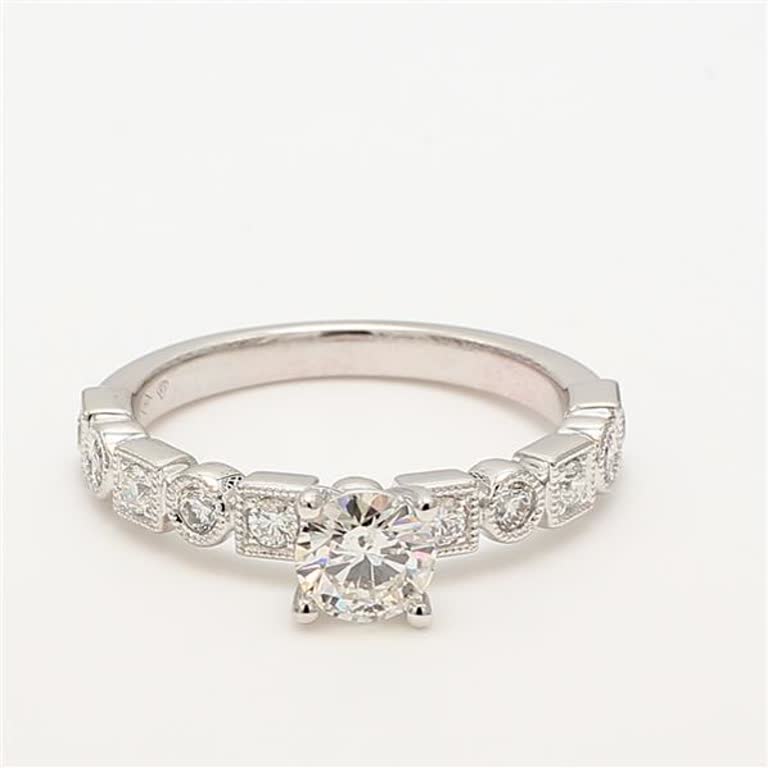 Natural White Round Diamond .71 Carat TW White Gold Cocktail Ring
