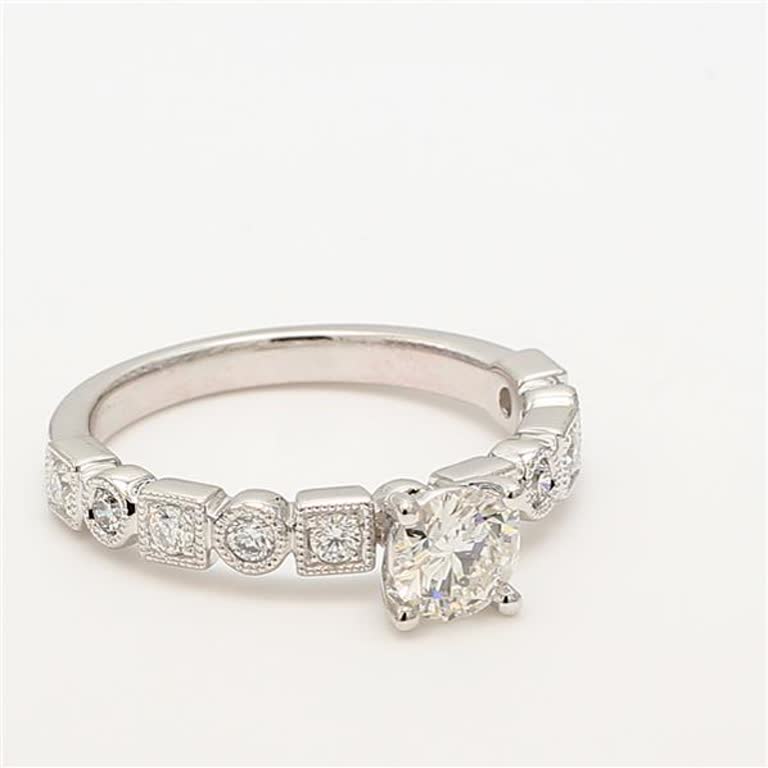 Natural White Round Diamond .71 Carat TW White Gold Cocktail Ring