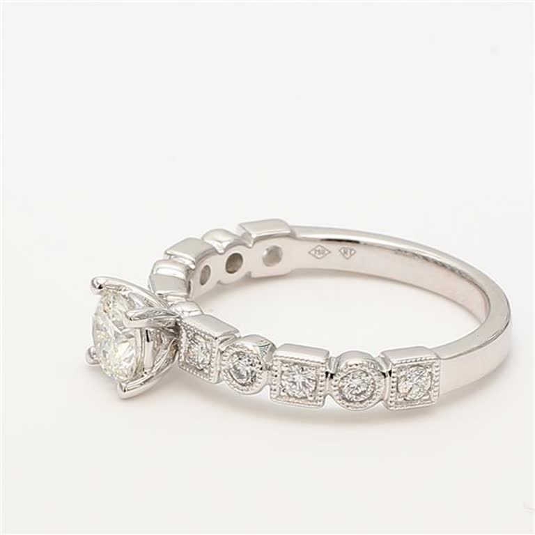 Natural White Round Diamond .71 Carat TW White Gold Cocktail Ring