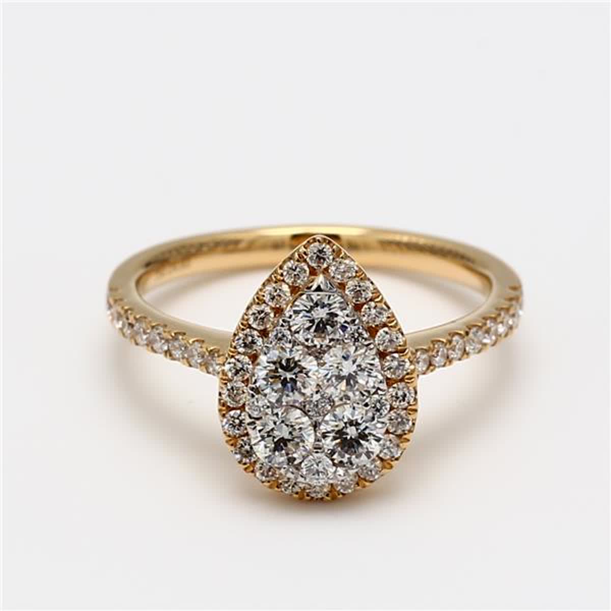Natural White Round Diamond .93 Carat TW Yellow Gold Cluster Ring