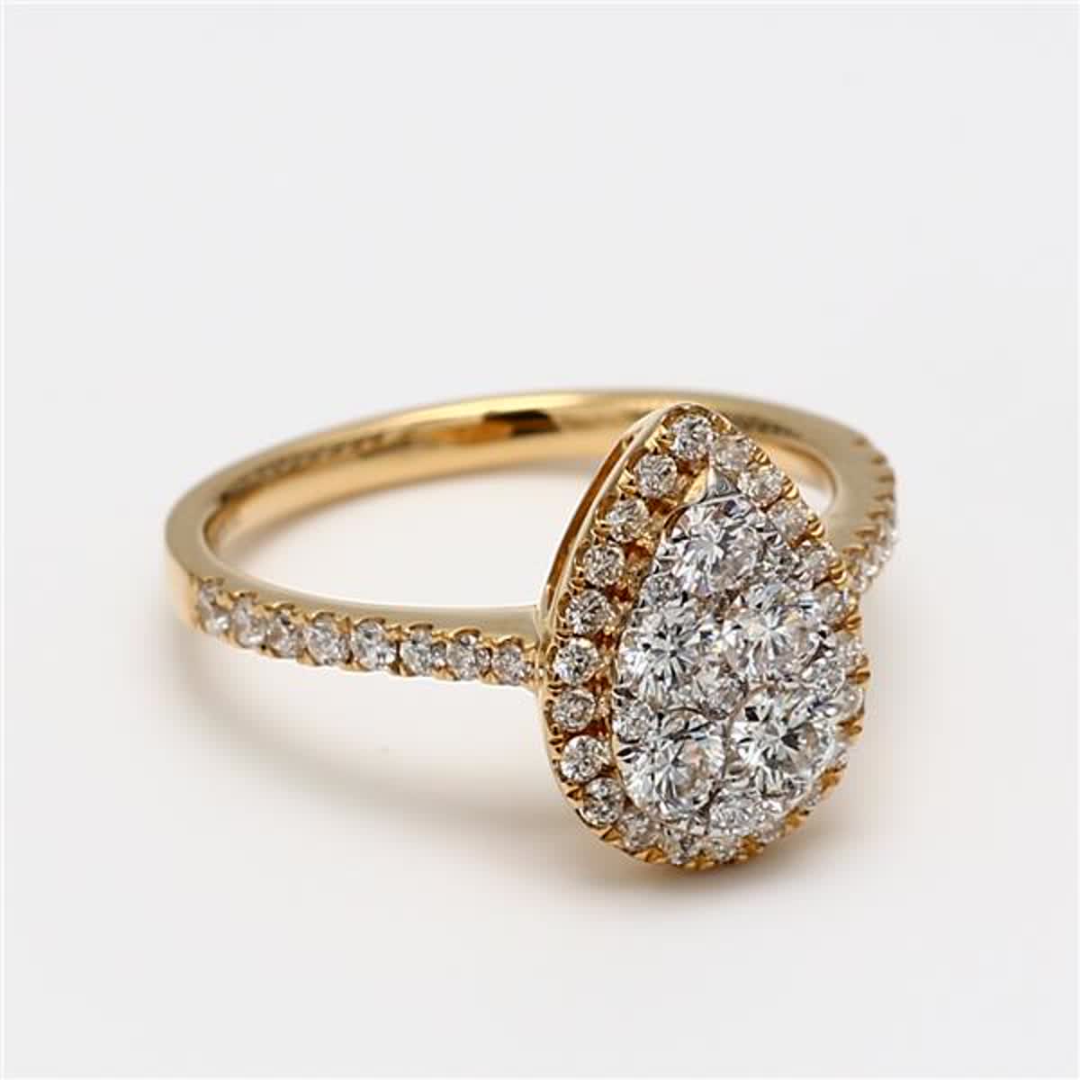 Natural White Round Diamond .93 Carat TW Yellow Gold Cluster Ring