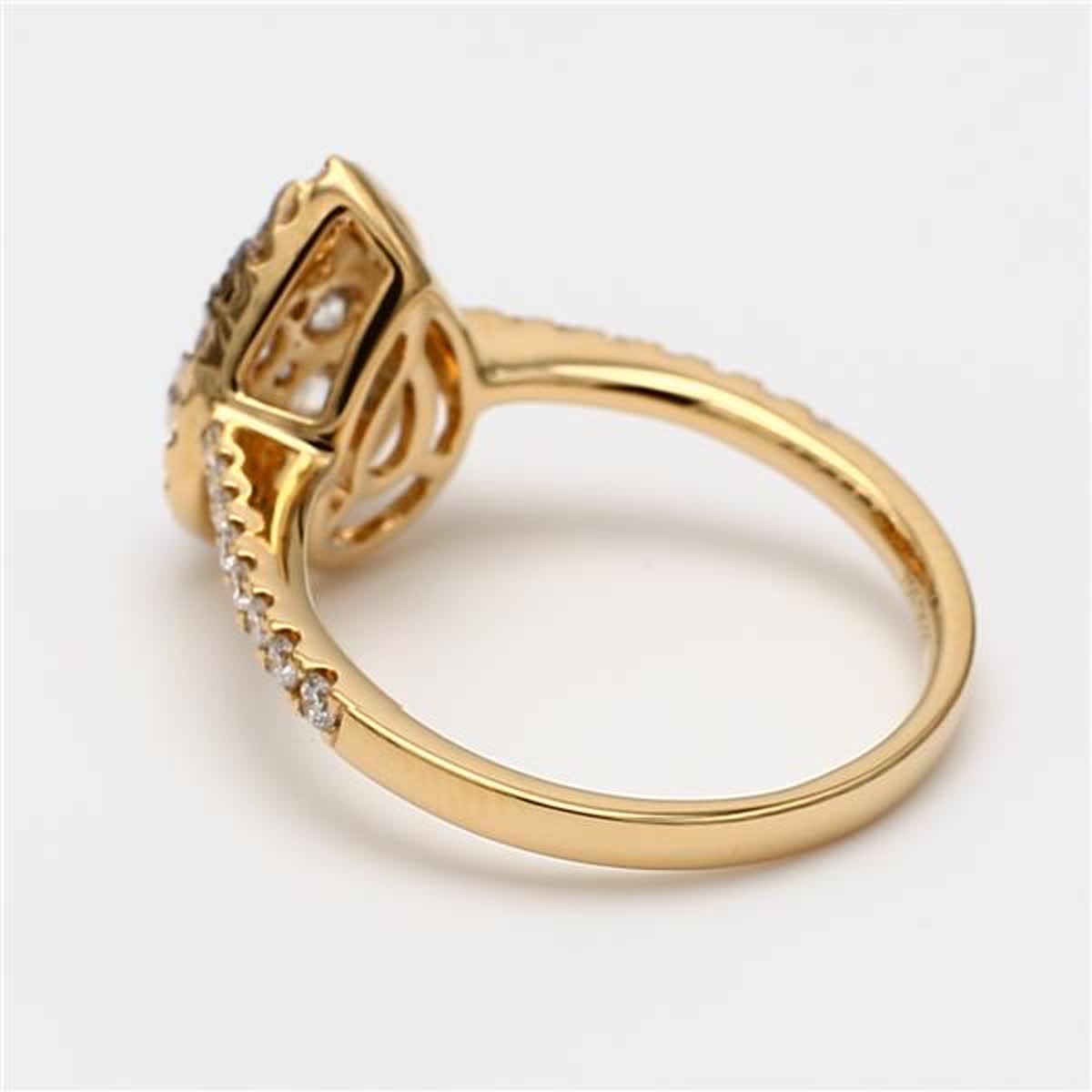 Natural White Round Diamond .93 Carat TW Yellow Gold Cluster Ring
