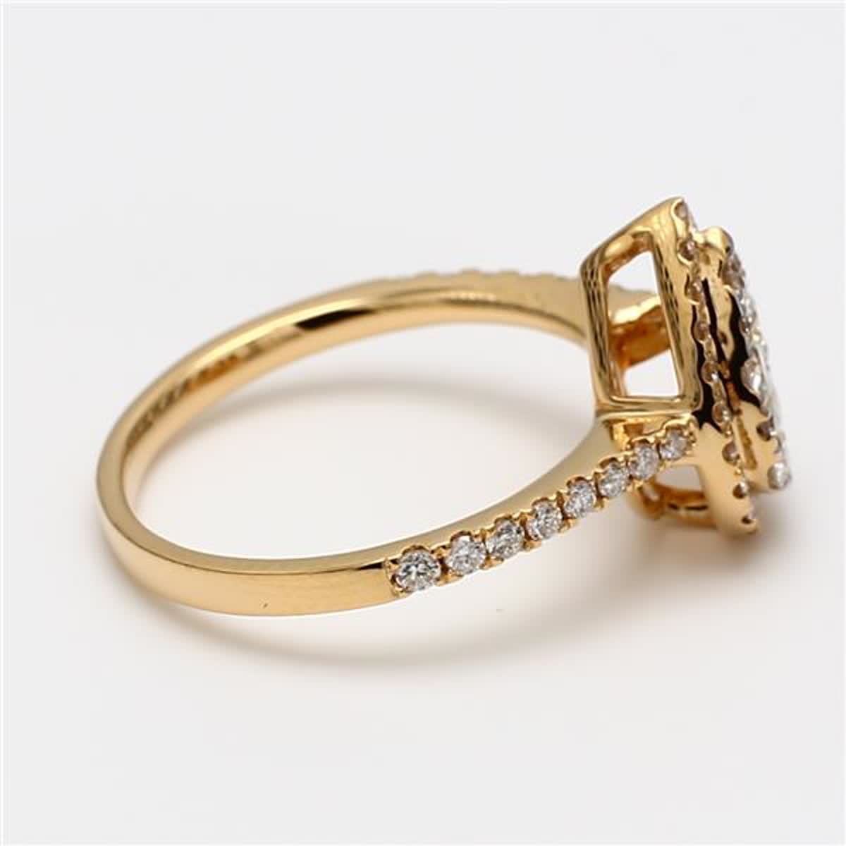 Natural White Round Diamond .93 Carat TW Yellow Gold Cluster Ring