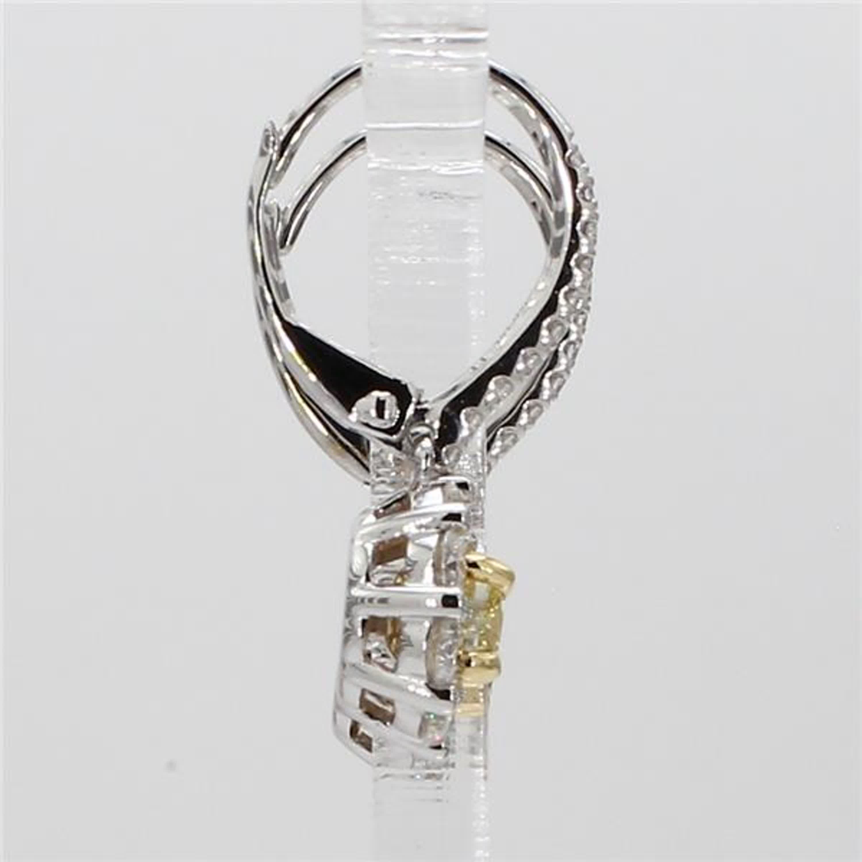 Natural Yellow Cushion and White Diamond 1.48 Carat TW Gold Drop Earrings