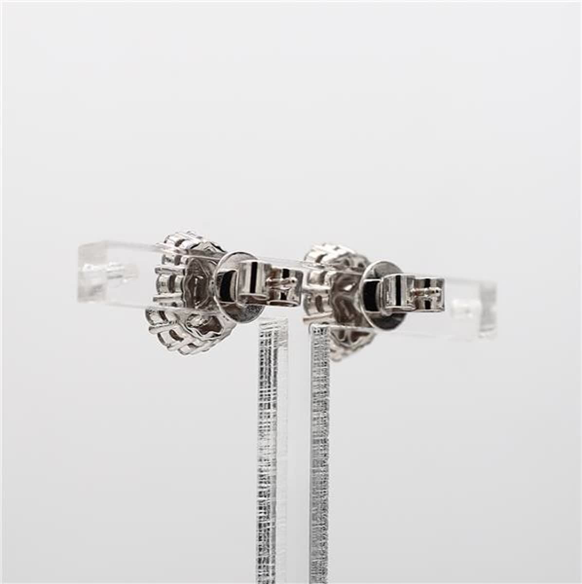 Natural Yellow Cushion and White Diamond 1.06 Carat TW White Gold Stud Earrings