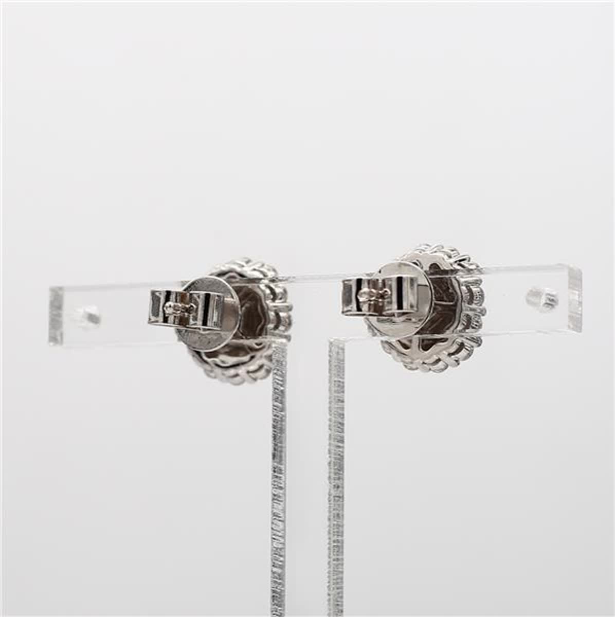 Natural Yellow Cushion and White Diamond 1.06 Carat TW White Gold Stud Earrings