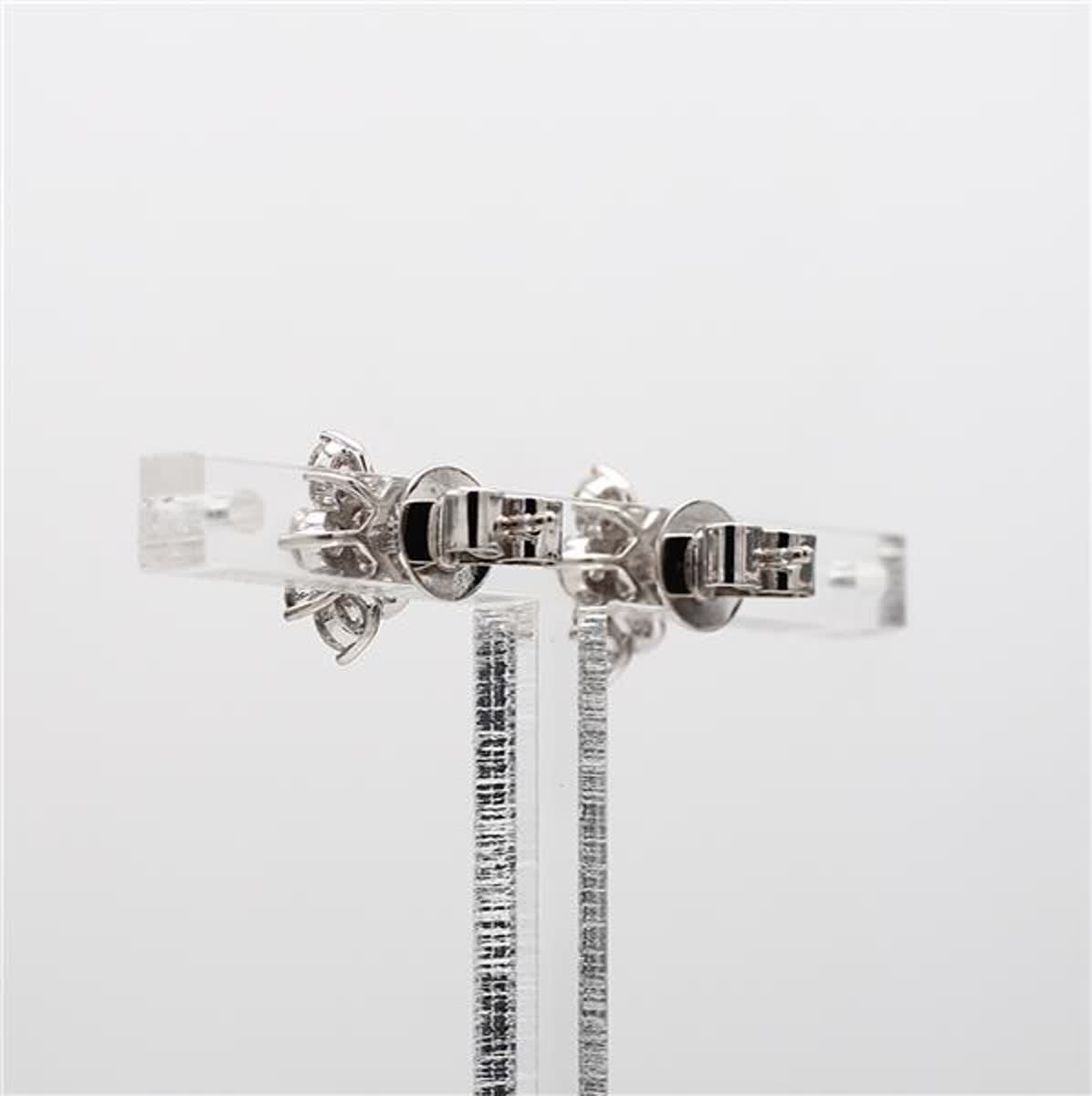 Natural Yellow Cushion and White Diamond 1.24 Carat TW White Gold Stud Earrings