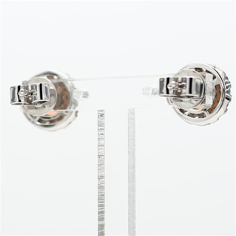 Natural Round Opal and White Diamond 1.86 Carat TW White Gold Stud Earrings